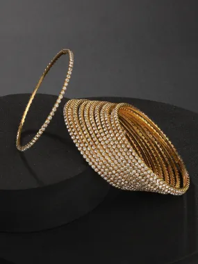 Set Of 12 Gold-Plated Cz-Studded Bangles