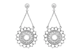 Silver Sun Mandala Earrings