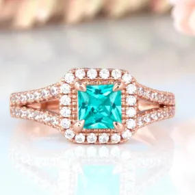 Split Shank Paraiba Tourmaline Ring- 14K Rose Gold Vermeil