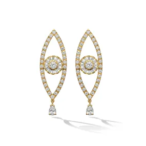 Yellow Gold Reflections Drop Earrings with White Diamonds